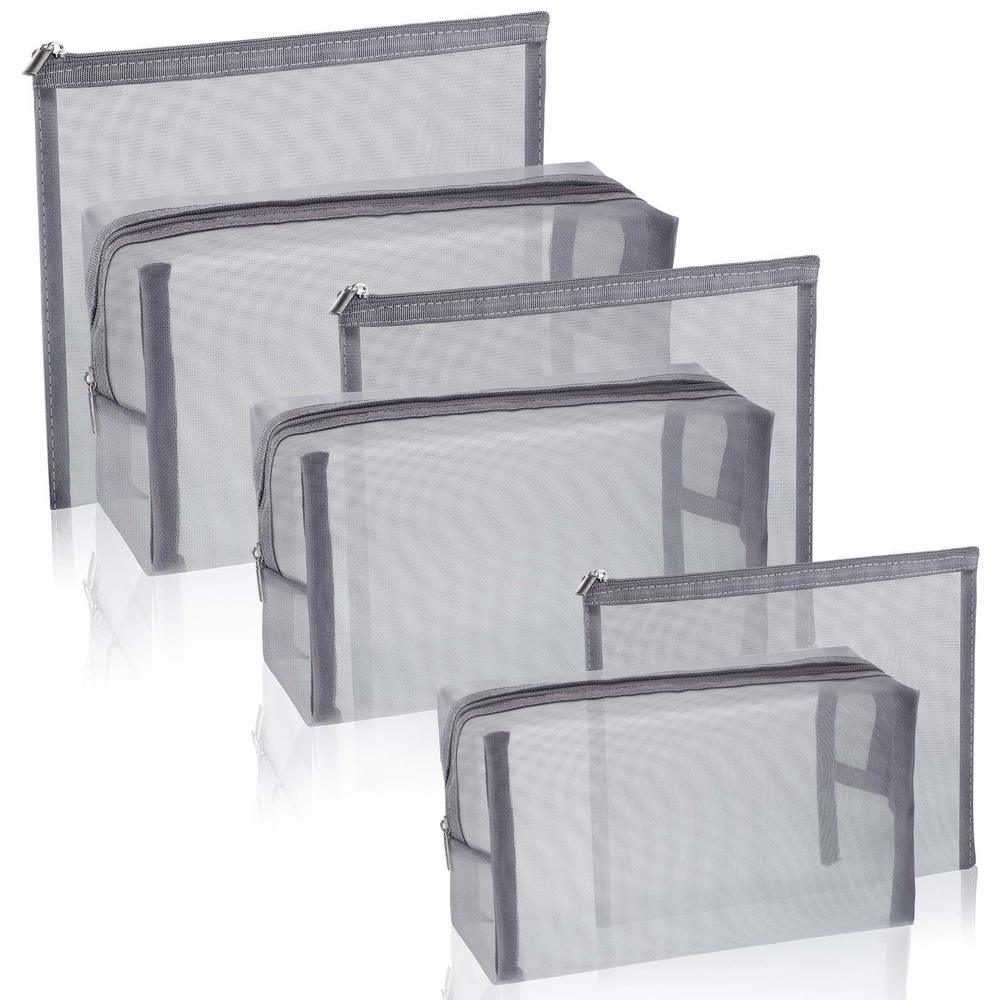 6 Pieces Mesh Makeup Bags Mesh Cosmetic Bag Portable Travel Organizing Zipper🦁
